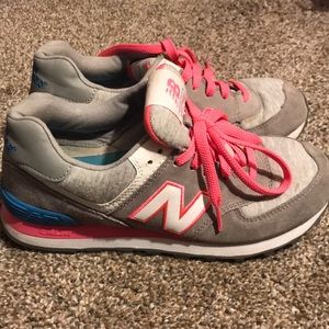 Pink and Grey New Balance Shoes